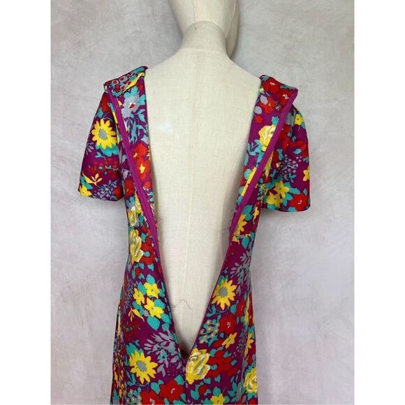 Vintage Mod Flower Power Maxi 1970s Dress - Picture 7 of 7